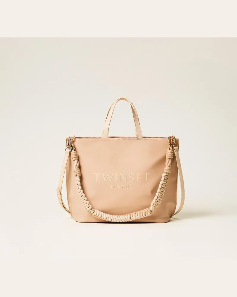 Twin-Set Taschen - Shopper mit Logo, „Delicate Sand"-Beige, Einheitsgröße „delicate