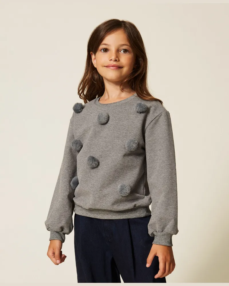 Twin-Set Baby-Sweatshirt mit Kunstpelz-Pompons 