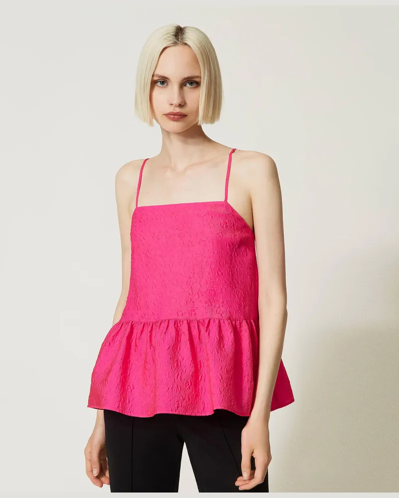 Actitude by Twinset Tops - Top aus Taft mit Prägung, Dahlienfuchsia, Größe: M 