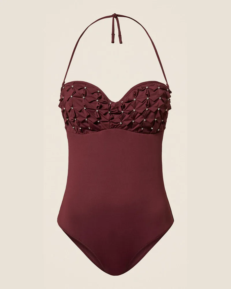 Twin-Set Bademode - Badeanzug mit Origami-Stickerei und Strass, „Winetasting"-Violett, Größe „winetasting“-violett