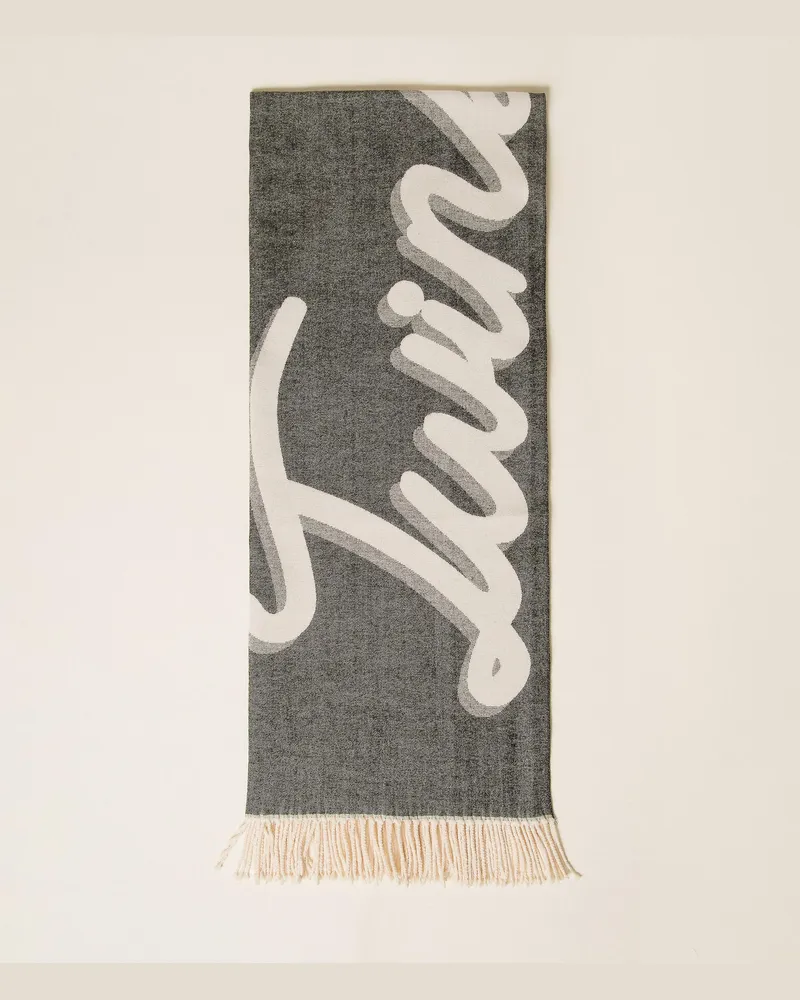 Twin-Set Schal aus Jacquardtuch mit Logo, Damen, Schwarz Schwarz