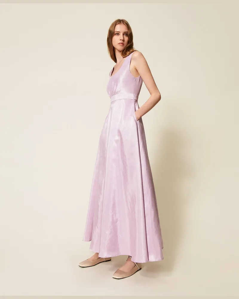 Actitude by Twinset Kleider - Maxikleid aus Shantung, „Fair Orchid"-Violett, Satin, Größe „fair