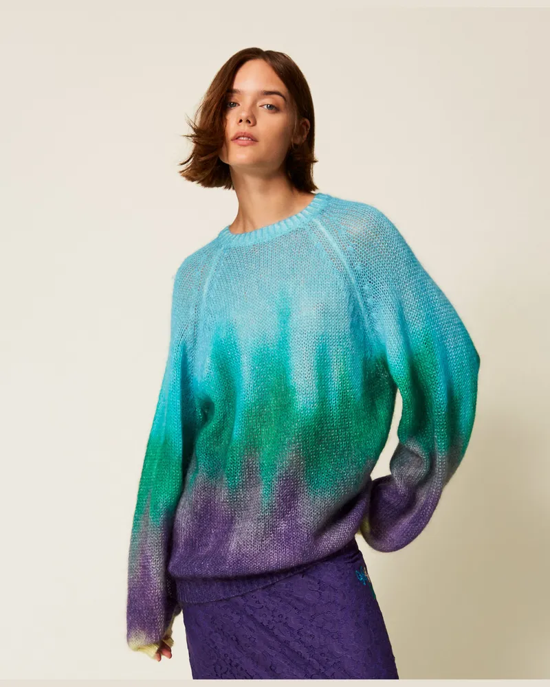 Actitude by Twinset Pullover MYFO mit Farbverlauf-Print, Multicolor Mohair, Größe Multicolor