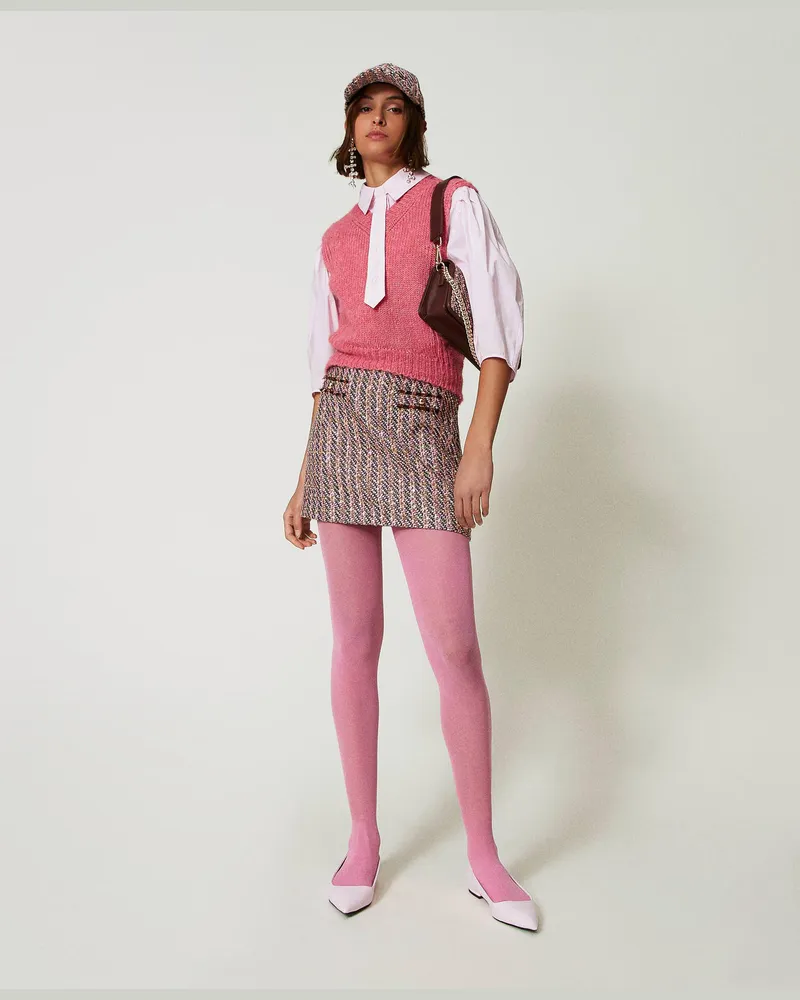 Actitude by Twinset Pullover - Nahtloser Pullunder aus Wollmischung, "Crystal Pink", Wolle, Größe: XL 