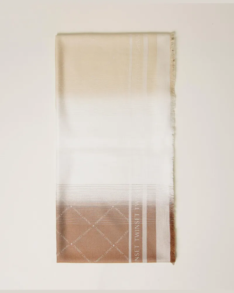 Twin-Set Accessoires - Jacquardtuch mit Logos, Jacquard-Braun "Bubinga Wood"/Delicated Sand, Einheitsgröße Jacquard-braun