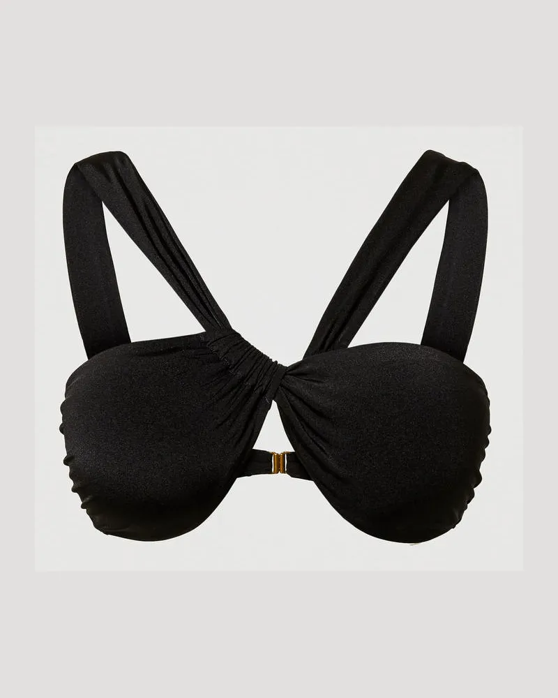 Twin-Set Bademode - Bandeau-Bikinitop mit Raffungen, Schwarz, Größe Schwarz