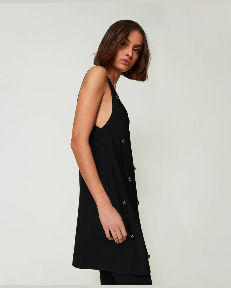 Actitude by Twinset Kleider - Kurzes Strickkleid mit Nieten, Schwarz, Größe Schwarz