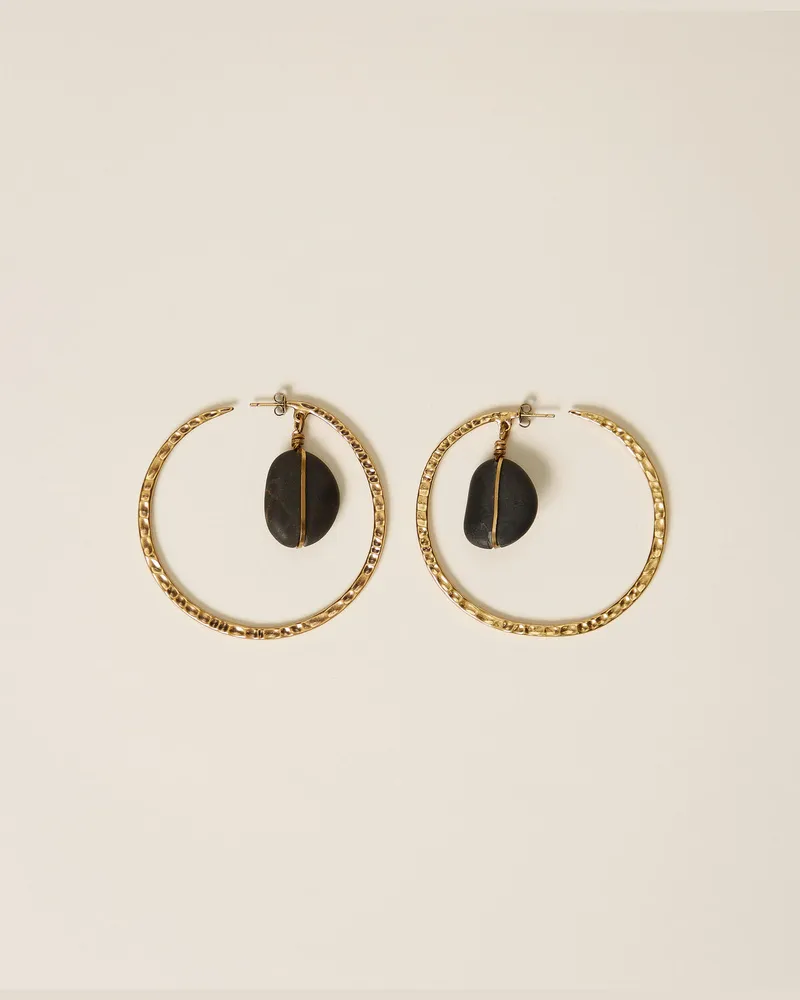 Twin-Set Accessoires - Creolen mit Logo, Old Gold, Einheitsgröße Old