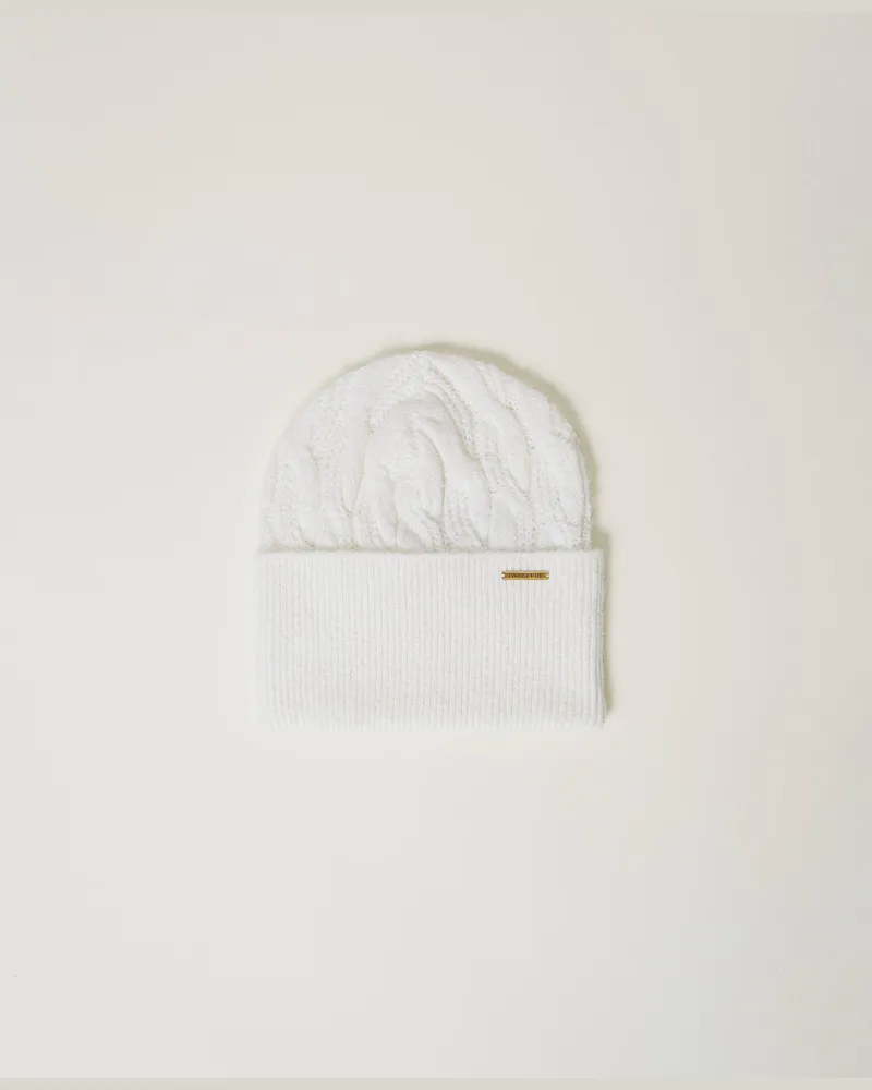 Twin-Set Accessoires - Strickmütze mit Zopfmuster, Perlmutt, Einheitsgröße Perlmutt