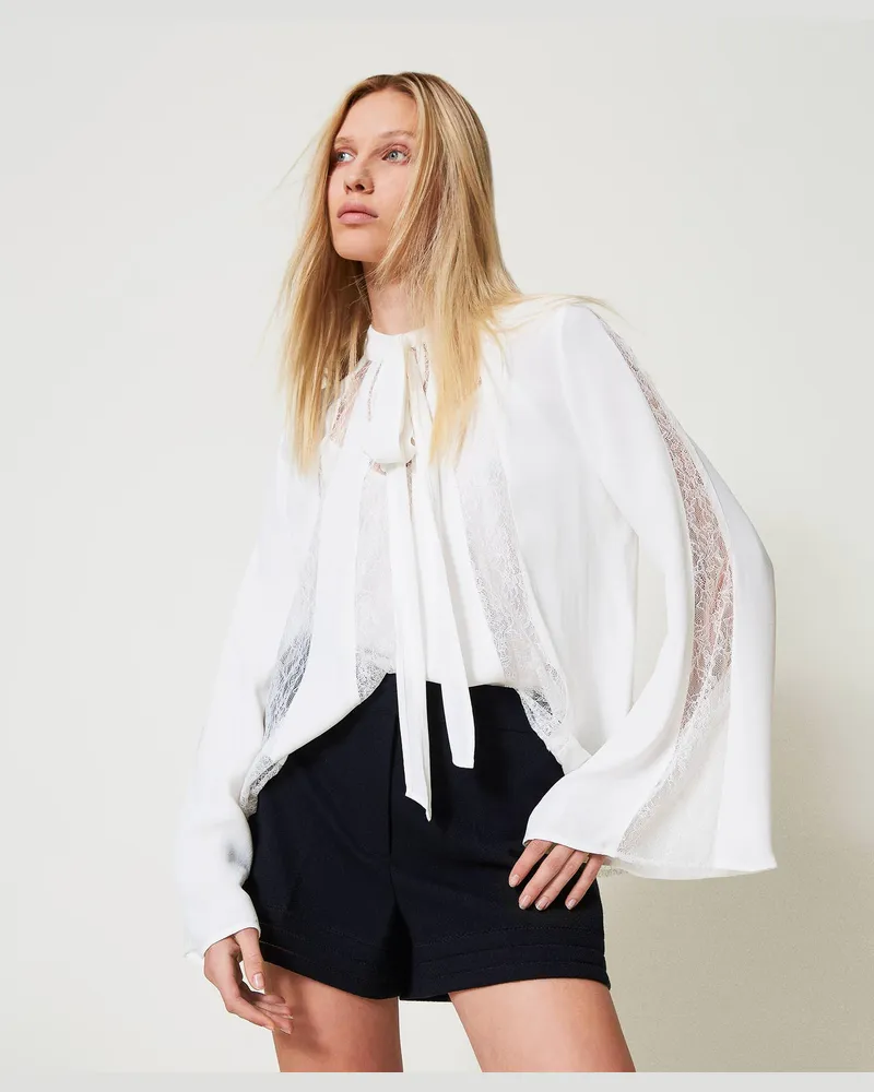 Twin-Set Hosen - Gerade geschnittene Shorts mit Stickerei, Blue Night, Größe Blue