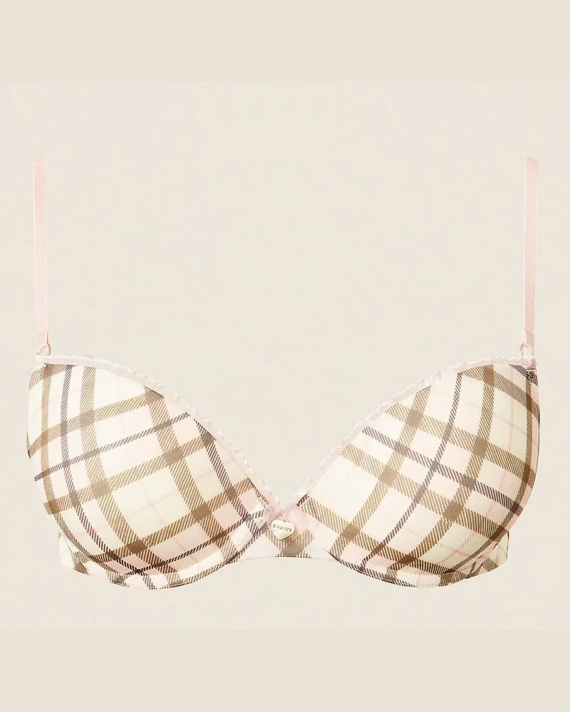 Twin-Set Push-up-BH aus Charmeuse mit Karomuster, Damen, Karoprint Multicolor Karoprint