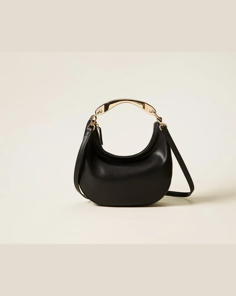 Twin-Set Taschen - Croissant-Tasche mit Metallhenkel, Schwarz, Einheitsgröße Schwarz