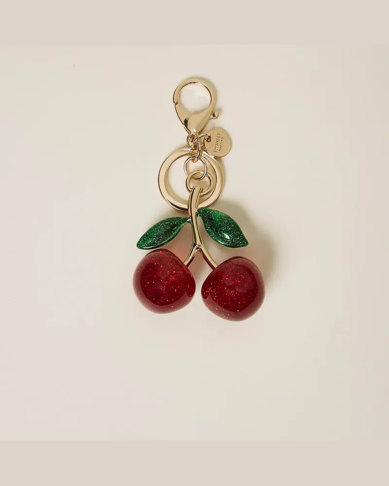 Twin-Set Accessoires - Schlüsselanhänger mit Kirschen aus Harz, Indian Red Rot, Einheitsgröße Indian
