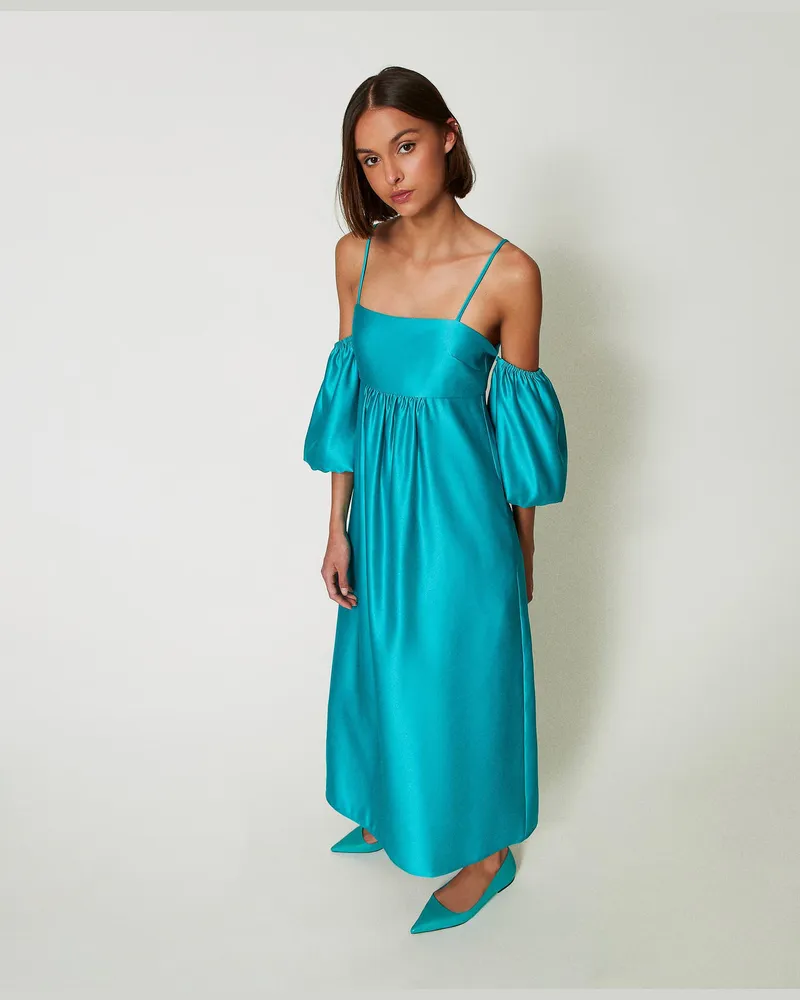 Actitude by Twinset Kleider - Maxikleid aus Duchesse, „Tropical Emerald"-Grün, Größe „tropical