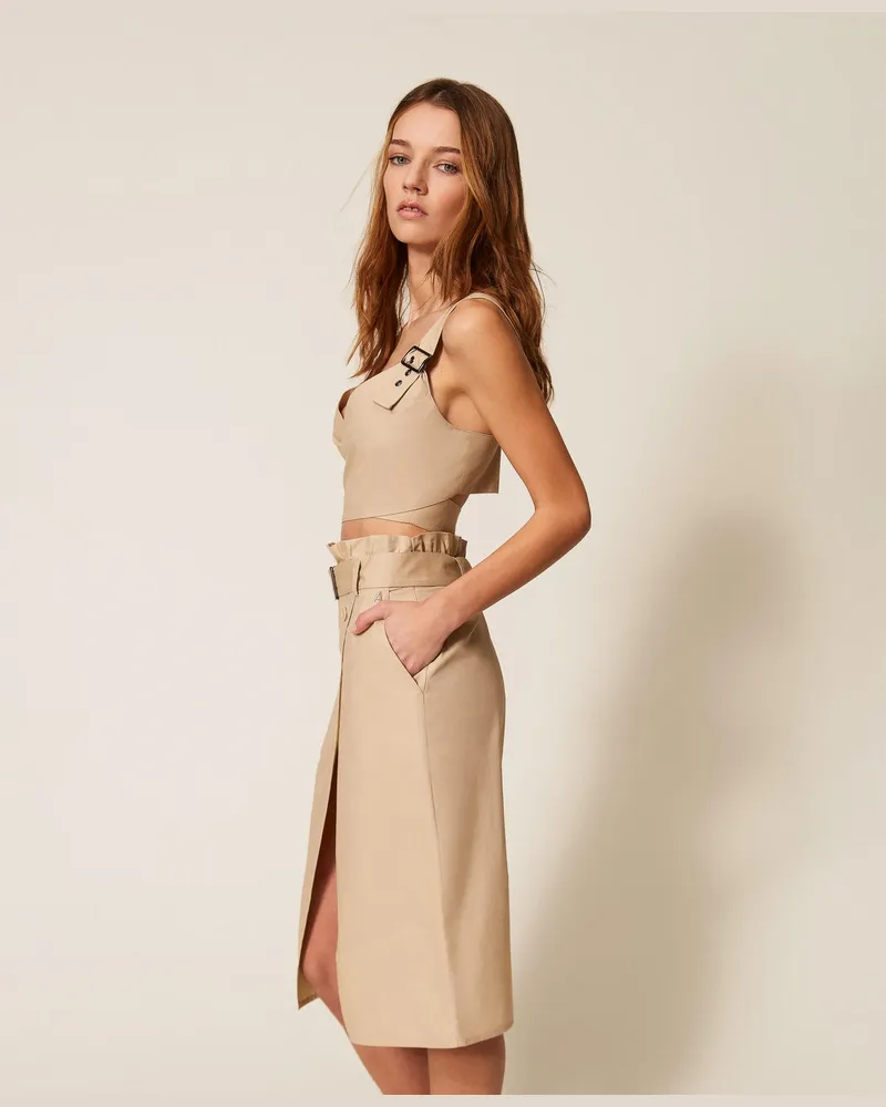 Actitude by Twinset Röcke - Mantel aus recyceltem Popeline, Safaribeige, Baumwolle, Größe Safaribeige