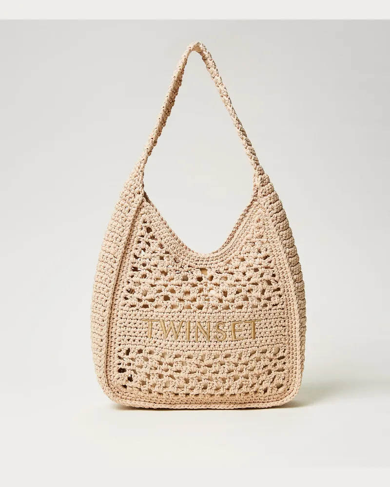 Twin-Set Taschen - Gehäkelte Hobo-Bag, Natur Weiß, Einheitsgröße Natur