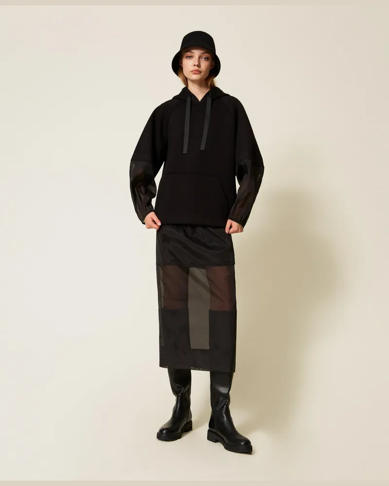 Twin-Set Röcke - Midirock aus Organza, Schwarz, Größe: 48 