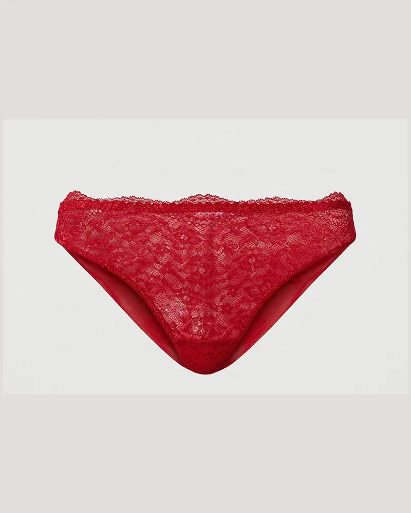 Twin-Set Unterwäsche - Brazilian-Slip aus Spitze und Tüll, Tango Red, Größe: III 