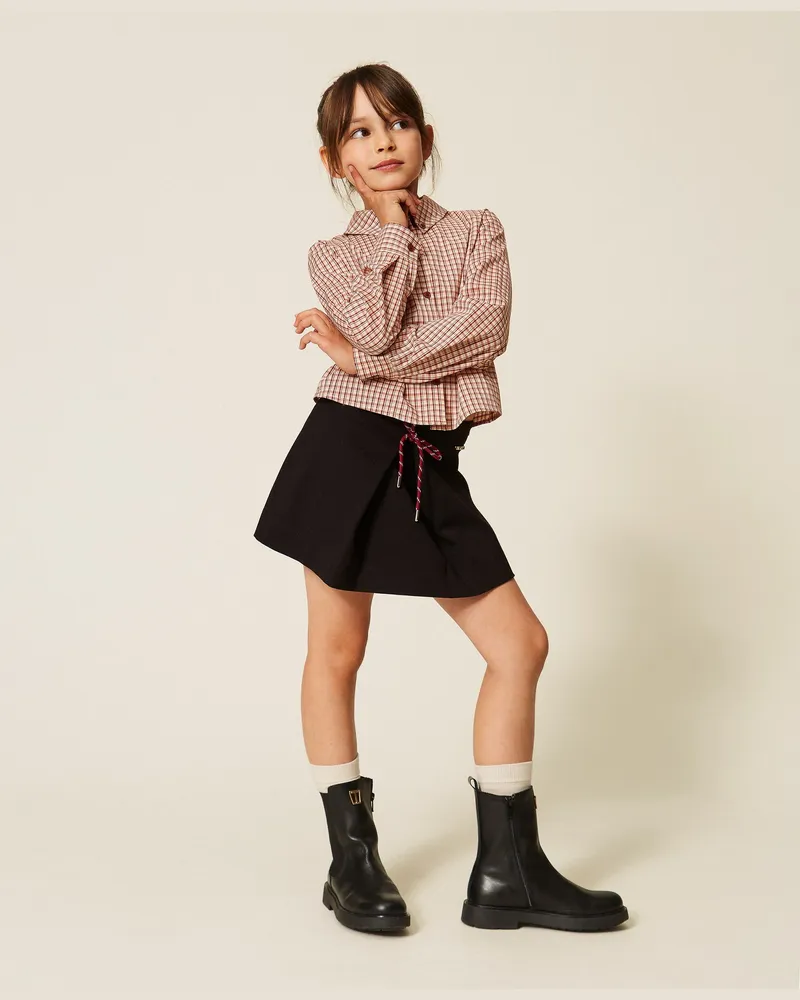 Twin-Set Kurzer Rock mit Schleife, Damen, Schwarz Schwarz