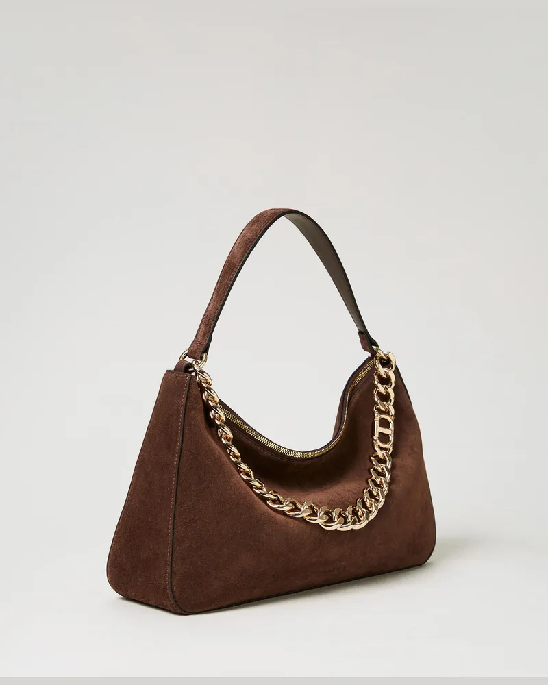 Twin-Set Taschen - Mittelgroße Tasche 'Liliane' aus Rauleder, Kaffee, Einheitsgröße 