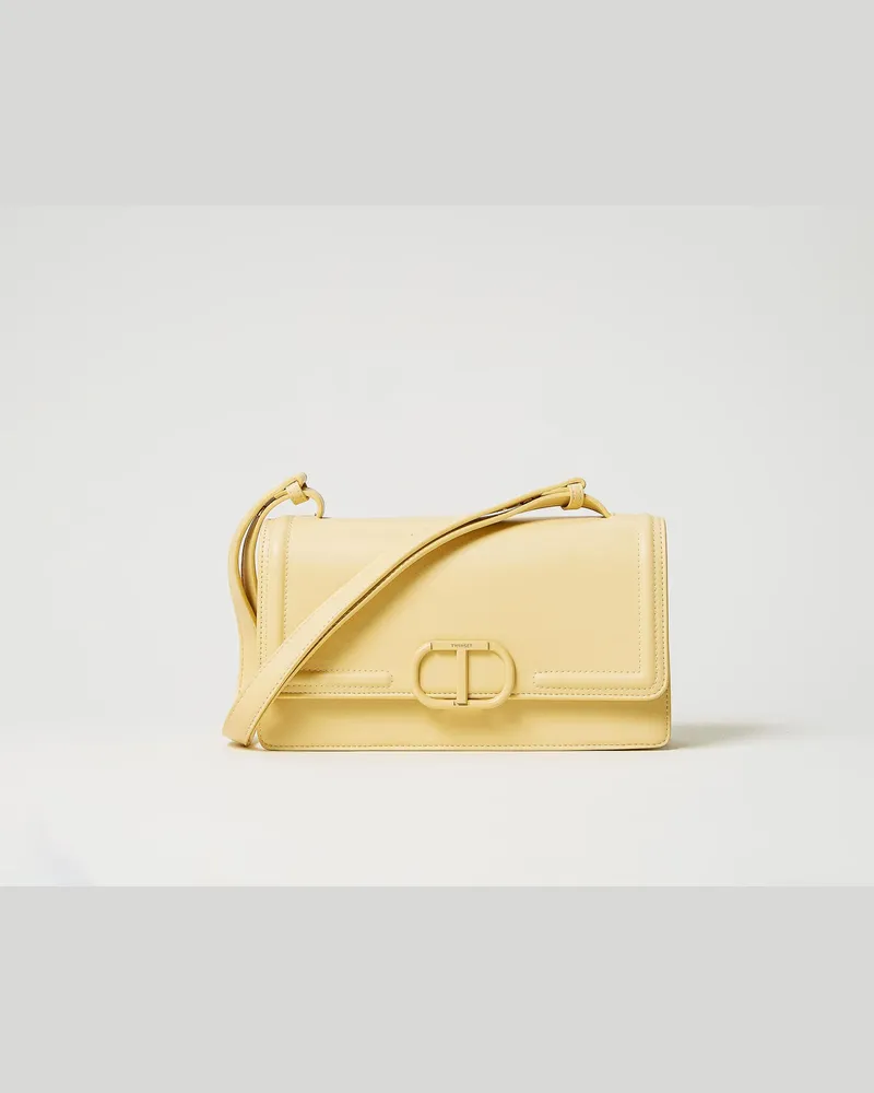 Twin-Set Taschen - Rechteckige Tasche „Brera" mit „Oval T"-Schließe, Pale Yellow, Einheitsgröße 