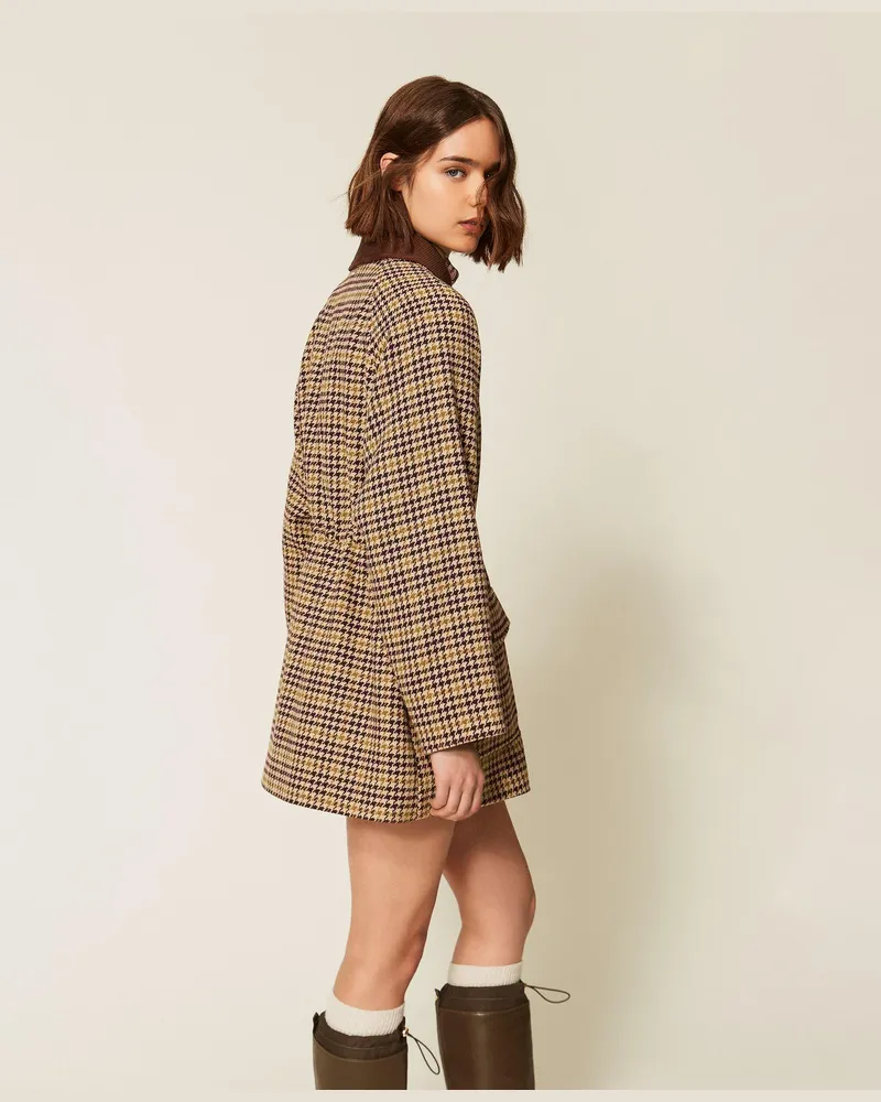 Twin-Set Jacquard-Parka mit Hahnentrittmuster Hahnentrittmuster