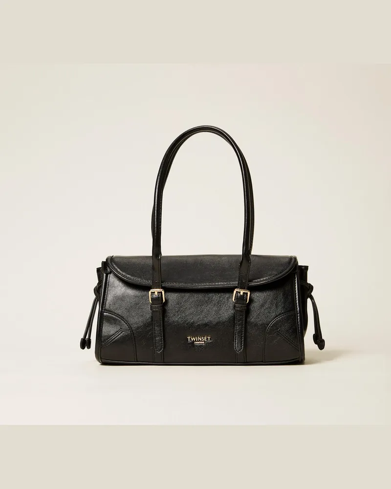 Twin-Set Taschen - Bowling-Bag mit Schnallen, Schwarz, Einheitsgröße Schwarz