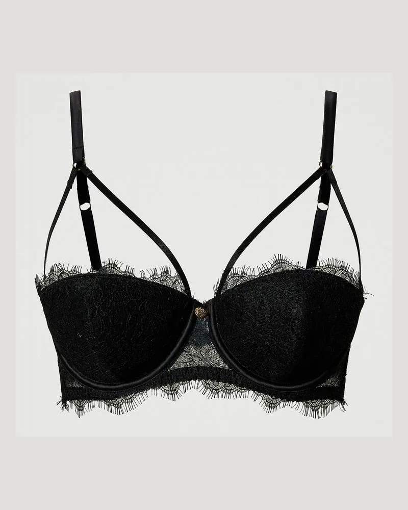 Twin-Set Unterwäsche - Balconette-BH aus Spitze und Satin, Schwarz, Größe: 5-B 