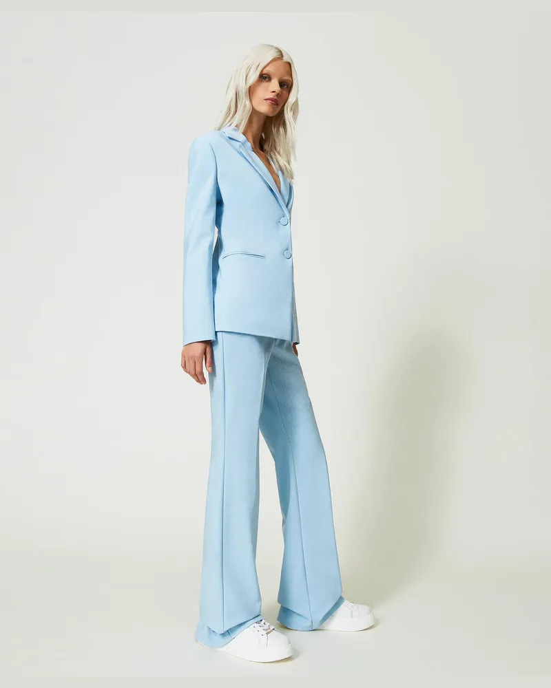 Actitude by Twinset Hosen - Flare-Hose aus technischem Gewebe, „Airy Blue"-Azur, Größe „airy