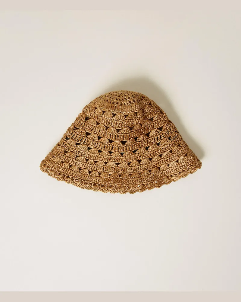 Twin-Set Accessoires - Bucket im Häkeldessin, "Cork"-Braun, Einheitsgröße Cork-braun