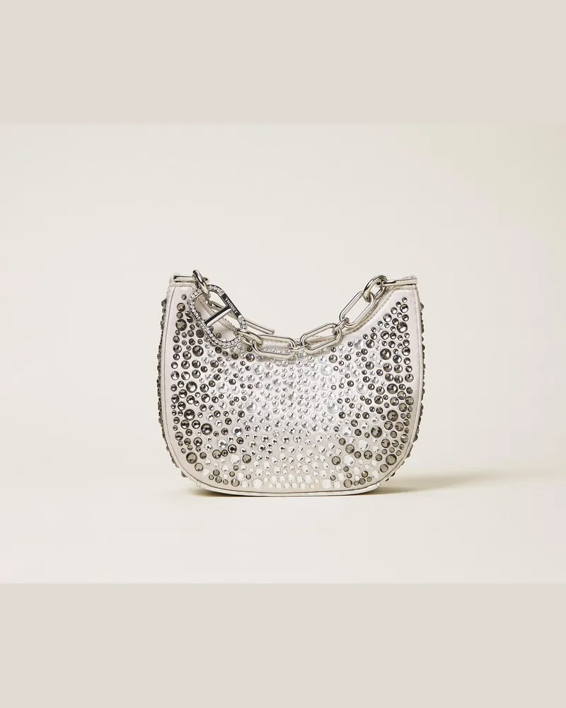 Twin-Set Taschen - Tasche „Croissant" mit Strass, Silber, Einheitsgröße 