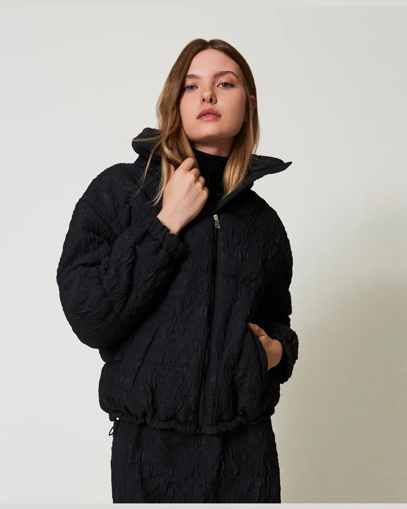 Actitude by Twinset Jacken und Outerwear - Kurze Steppjacke mit Gaufrage, Schwarz, Größe Schwarz