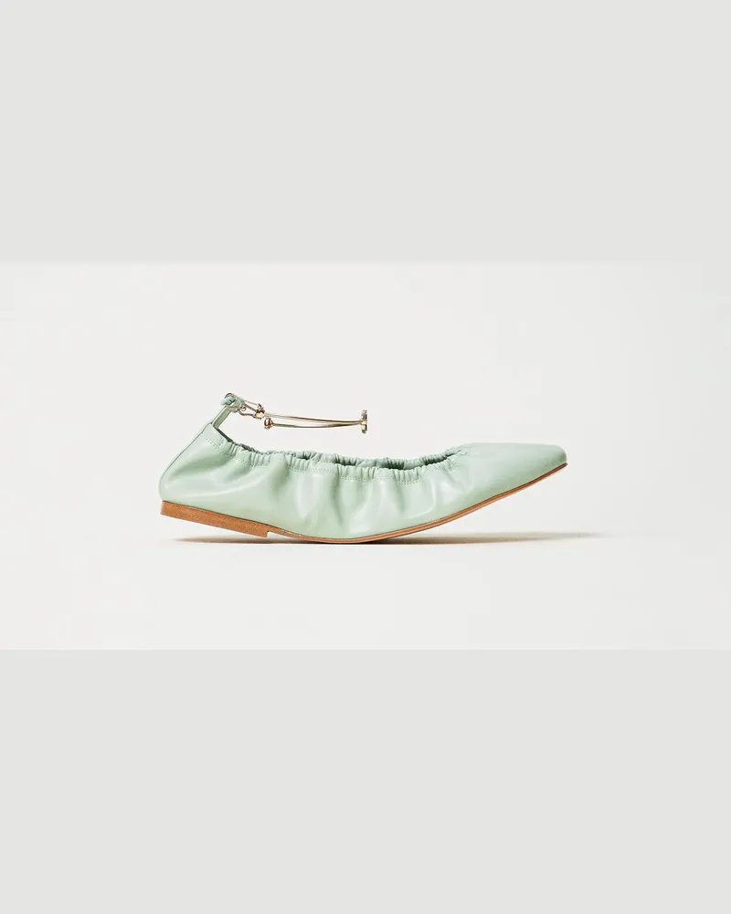 Twin-Set Schuhe - Ballerina mit Riemchen, Mint, Größe Mint