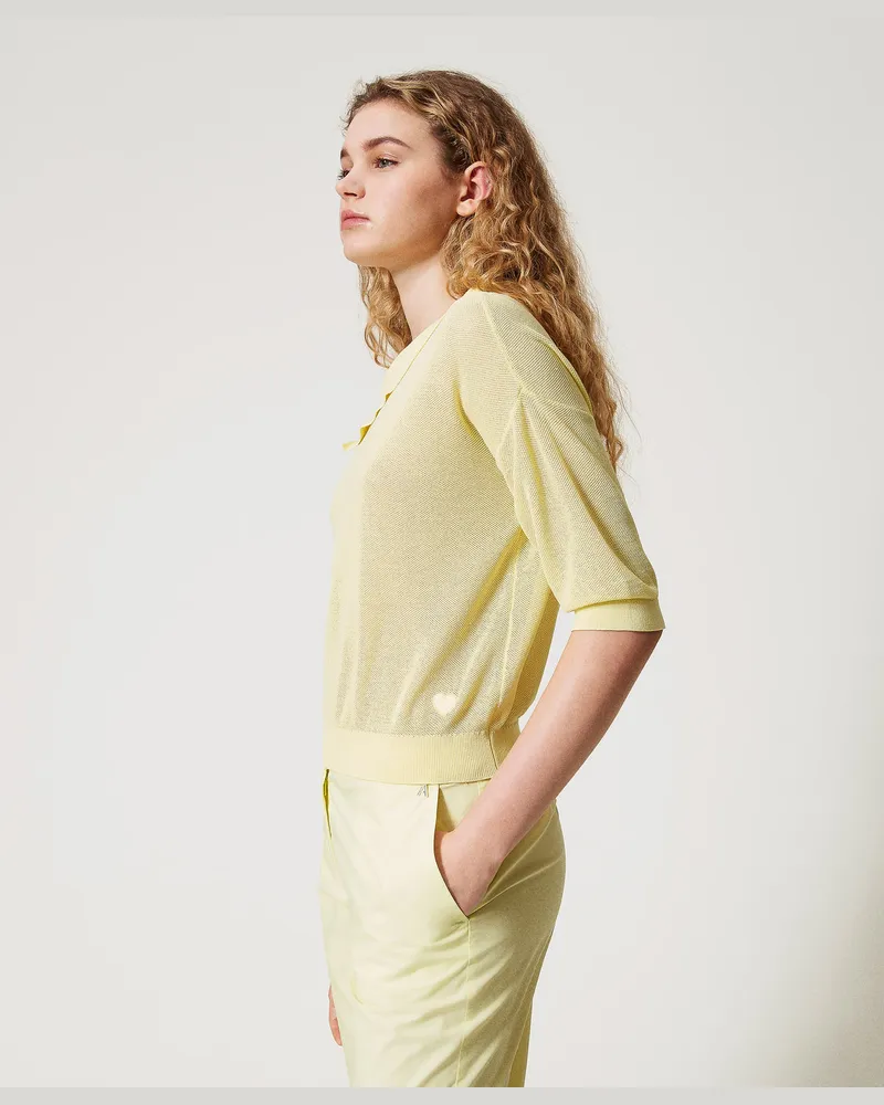 Twin-Set Asymmetrischer One-Shoulder-Pullover, Yellow Pear, Größe: XS 