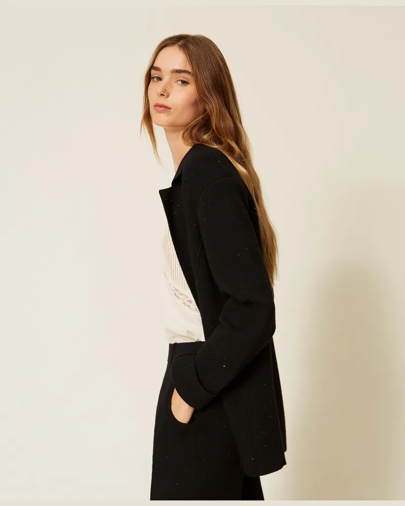Twin-Set Strickjacke mit Pailletten Schwarz