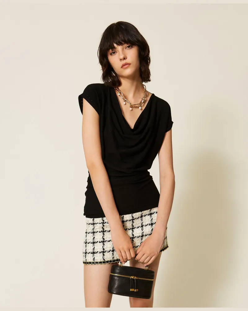 Twin-Set Maxi-Pullover mit Faltenwurf Schwarz