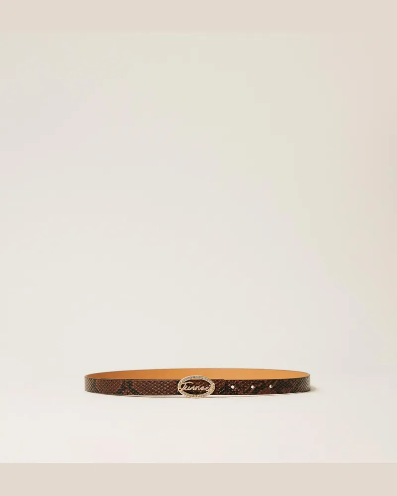 Twin-Set Accessoires - Gürtel mit Animal-Print und Schnalle, Pythonprint „Land", Größe Pythonprint