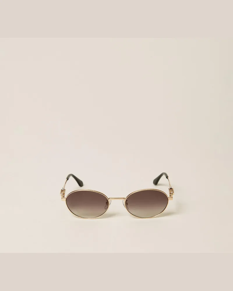 Twin-Set Accessoires - Ovale Sonnenbrille aus Metall, Shiny Gold, Einheitsgröße Shiny