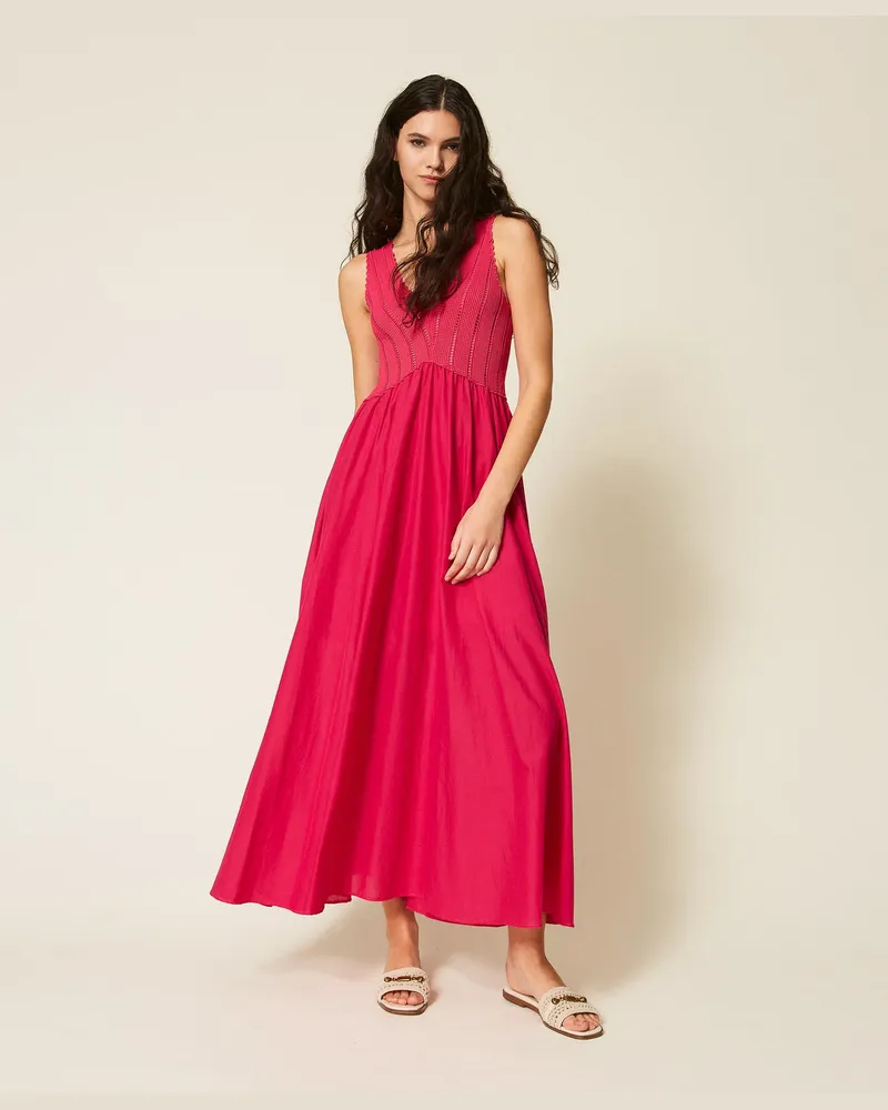 Twin-Set Bademode - Langes Kleid mit Oberteil aus Strick, Fuchsia Cyclamen, Größe Fuchsia