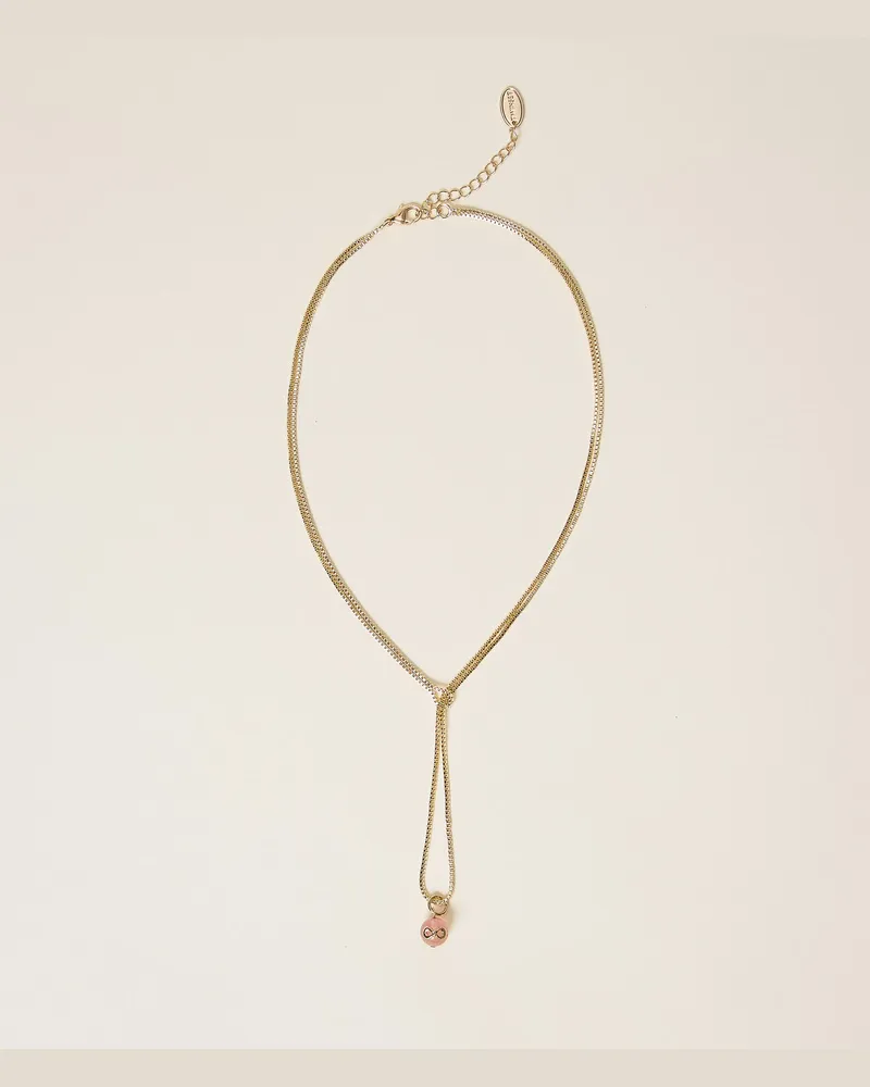 Twin-Set Accessoires - Choker-Halskette mit Stein und Logo, New Gold, Einheitsgröße New