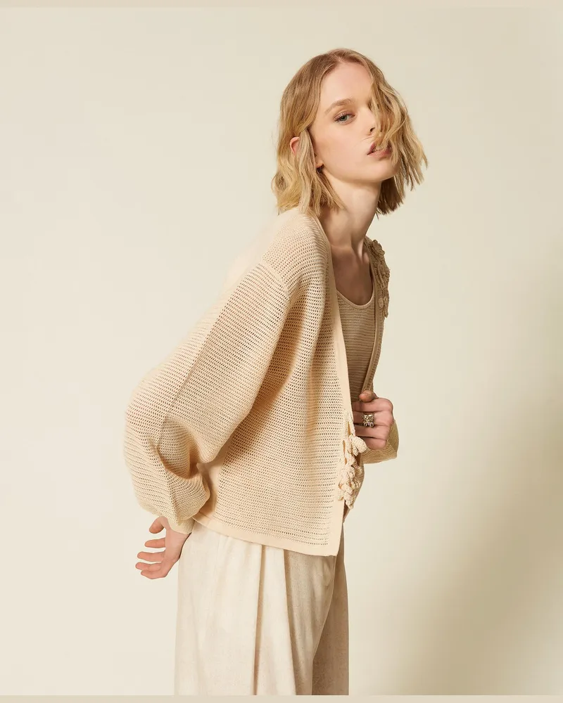 Actitude by Twinset Cardigan und Top aus Netzstrick Cashew-beige