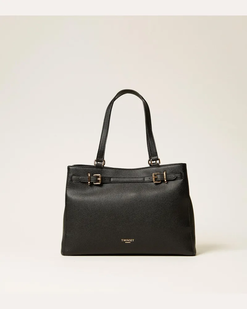 Twin-Set Taschen - Shopper mit Schnallen, Schwarz, Einheitsgröße Schwarz