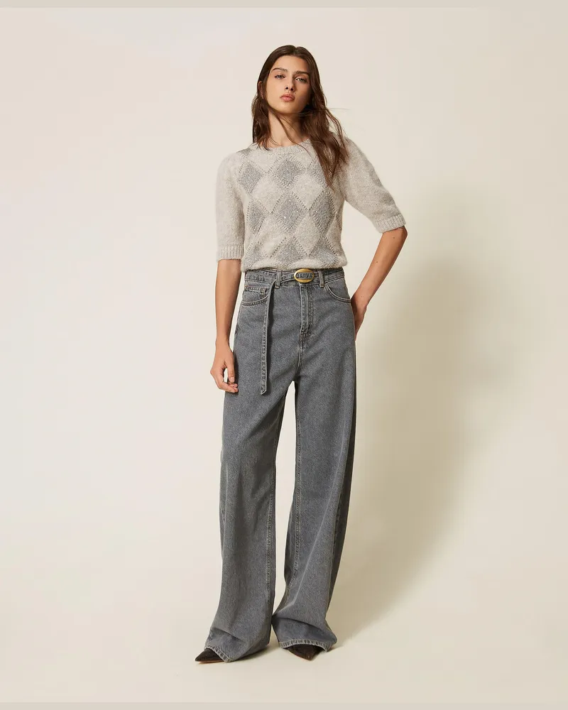 Twin-Set Ballon-Jeans mit fünf Taschen Denim-grau