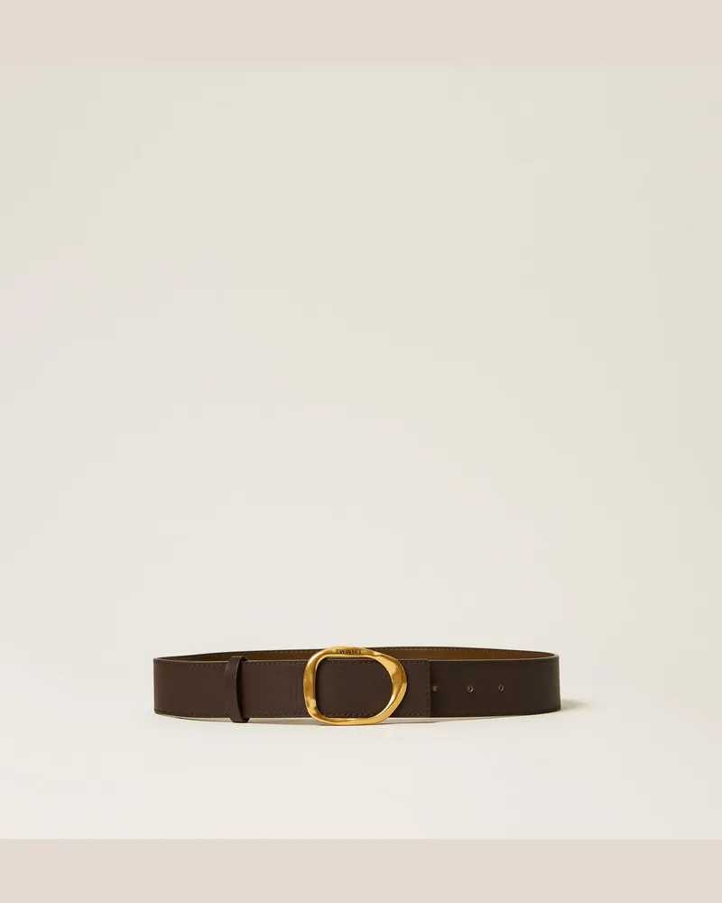 Twin-Set Accessoires - Wendegürtel aus Leder, Zweifarbig Black Chocolate / Buchengrün, Größe Zweifarbig