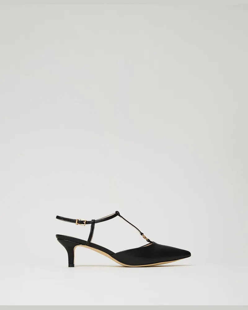 Twin-Set Schuhe - Riemchenpumps mit Oval T, Schwarz, Größe Schwarz