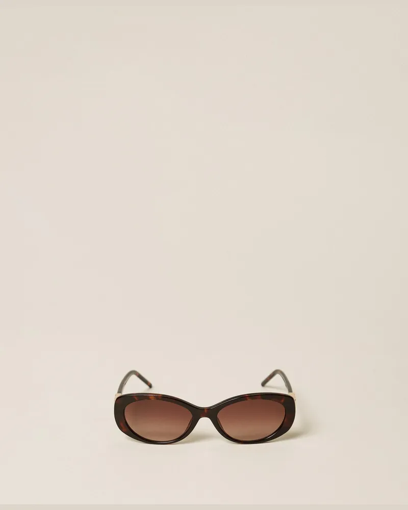 Twin-Set Ovale Sonnenbrille aus Acetat, Damen, Dark Havana Dark
