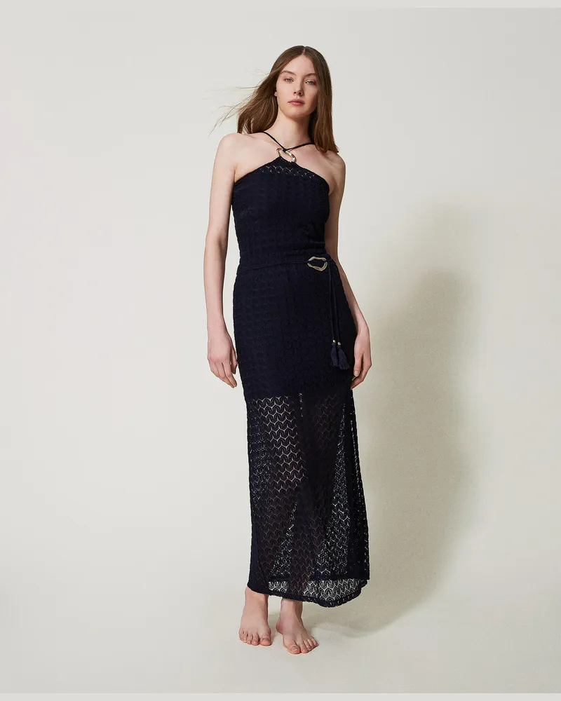 Twin-Set Bademode - Midi-Häkelrock, Klassisches Blau, Größe: S 