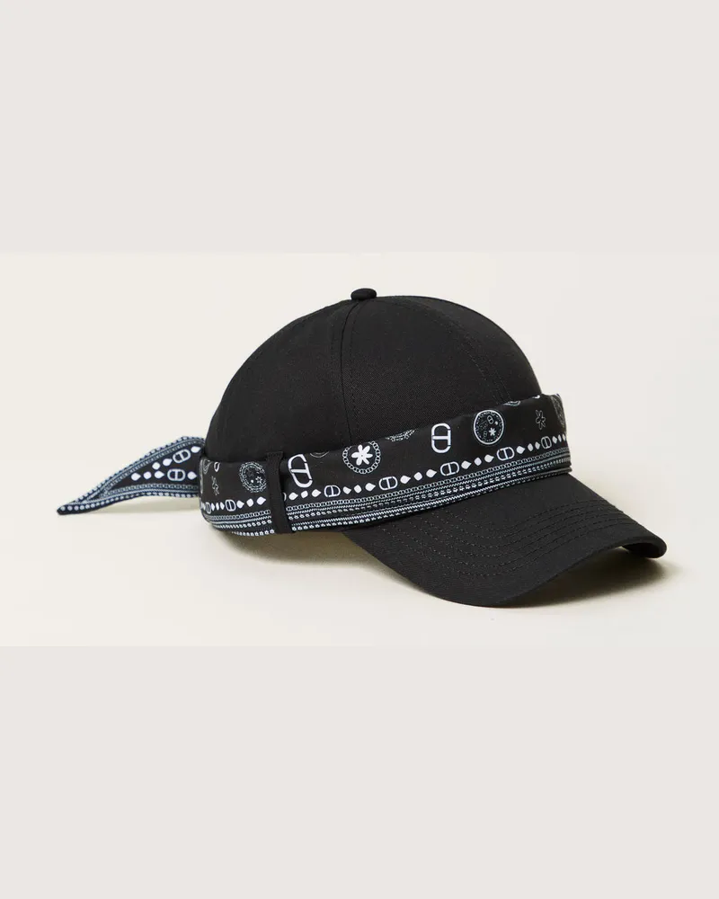 Twin-Set Accessoires - Baseballkappe mit Bandana, Schwarz, Einheitsgröße Schwarz
