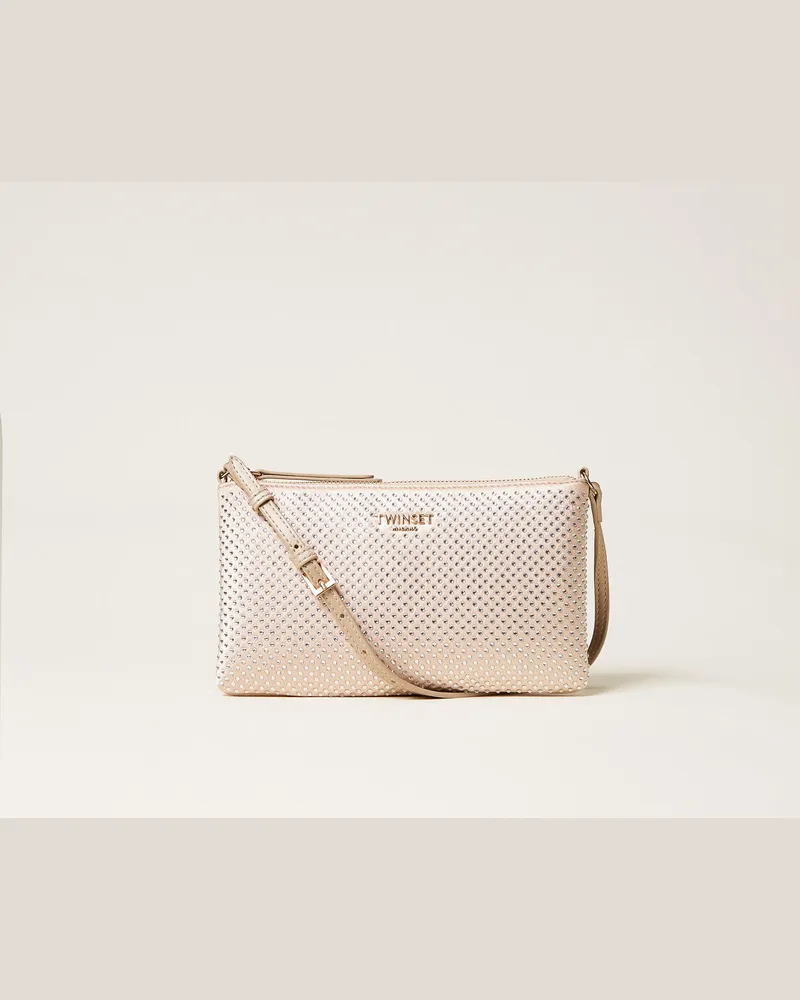 Twin-Set Mini-Umhängetasche aus Satin mit Strass Delicate
