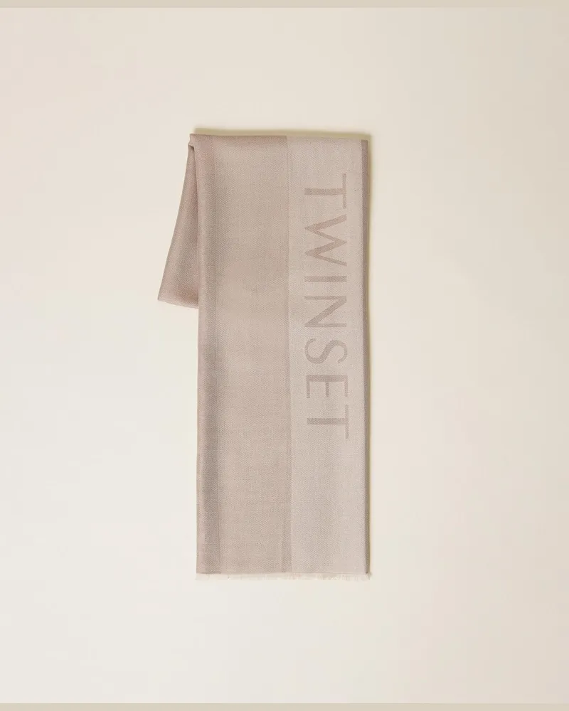 Twin-Set Jacquardstola mit Logo Kitt
